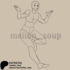 a drawing of a man running with his hands in the air