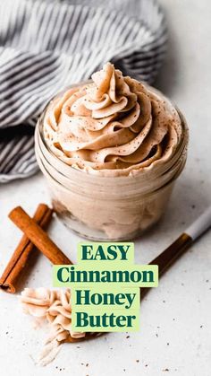 an easy cinnamon honey butter recipe in a jar