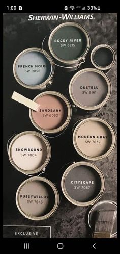 several different shades of paint are shown in this photo, with the words sherylin - williams on them