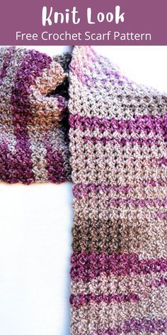 a knitted scarf is shown with text that reads, free crochet scarf pattern