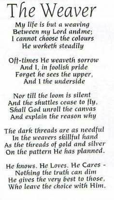 a poem written in black and white with the words'the weaver'on it