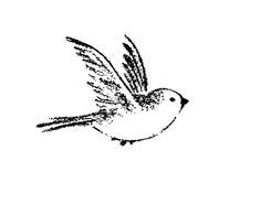 a black and white drawing of a bird with its wings spread out in the air