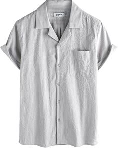 Get ready to upgrade your wardrobe with our Men's Wrinkled Style Button Up Short Sleeve Shirt! Made with high-quality materials, this shirt offers a trendy and unique wrinkle effect that will elevate your style game. Effortlessly add texture and dimension to your outfit while staying comfortable and cool. Perfect for any occasion, this shirt is a must-have for any fashionable man. 70%Cotton 30%Viscose Hand Wash Brand Size Chest (in) Sleeve Length (in) Shoulder (in) Center Back (in) S 44.5 9.6 18.4 27.8 M 46.5 9.8 18.9 28.3 L 49.4 10 19.6 28.9 XL 52.4 10.2 20.3 29.5 2XL 55.4 10.4 21 30.1 Summer Cotton Shirt With Crinkle Texture, Linen Shirts For Men, Cuban Shirts, Seersucker Shirt, Shirt Jacket Men, Striped Linen Shirt, Mens Jackets Casual, Linen Shirts, Mens Sleepwear