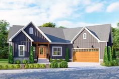 this is an artist's rendering of the front elevation of these craftsman - style home plans