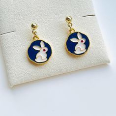 Double-Sided Bunny Earrings / Clip-on Earrings Love Bunnies, Bunny Earrings, Get Lucky, Stylish Earrings, Happy Chinese New Year, Stylish Earring, Blue Earrings, Pierced Ears, Accessories Unique