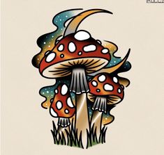 an image of some mushrooms in the grass