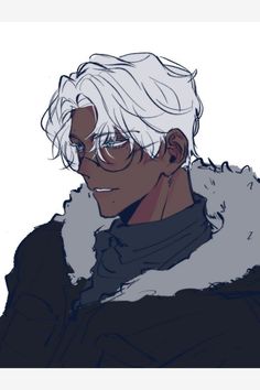 an anime character with white hair and glasses