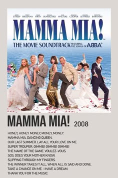 the movie poster for mamma mam, which features actors from various countries and their names