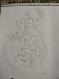 a drawing of a bird with leaves on it's back and the letter e in the middle