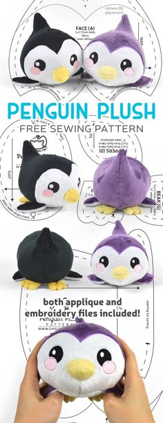 the instructions for how to make a penguin plush toy