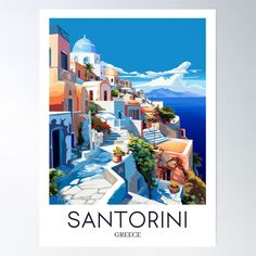 High-quality posters to hang in dorms, bedrooms or offices. Multiple sizes are available. Printed on 185gsm semi gloss poster paper. Additional sizes are available. A Pop Art Travel Print of Santorini - Greece Greece Poster, Santorini Greece, Art Travel, Travel Prints, Travel Art, Santorini, Quality Posters, Sale Poster, Pop Art