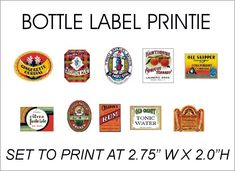 bottle label printables set to print at 25 w x 20 h