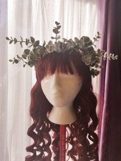 With beautiful frosted branches reminiscent of a succulent or soothing eucalyptus, this fairy crown reveals the power of your snowy enchantments. This crown measures 20" with an adjustable ribbon back for larger heads. Avian Character, Fairy Flower Crown, Crown Headdress, Fairy Crown, Winter Fairy, Costume Hats, Flower Crown, Headdress, Pumpkin Carving