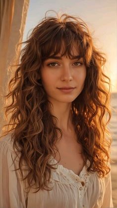 Best Bangs For Curly Hair, 2c Curly Hair Haircuts Bangs, Wavy Hair Fringe Bangs, Curtain Bangs Thick Wavy Hair, Wavy Hair Cuts Long, Face Framing Curtain Bangs Curly Hair, Wavy Long Hair With Bangs, Wavy Fringe Bangs, Face Framing Bangs Wavy Hair