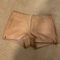 Neutral Leather Shorts By Vince. A Tiny Spot In The Front As Shown In The Photo. Possibly Could Be Removed But Haven’t Tried. Leather Shorts, The Photo, Size 4, Womens Shorts, Cream, Leather, Women Shopping, Color