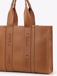 Calf Leather Tote Bag For Shopping, Large Luxury Leather Shoulder Bag, Chloe Logo, Sustainable Leather, Bag Collection, Day Bag, Leather Working, Order Online, Soft Leather