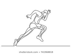 continuous line drawing of a running man on white background, minimalistic design for banner or poster