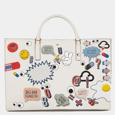 THE INCREDIBLE ‘STICKERED-UP’ FEATHERWEIGHT EBURY GETS ANIMATED AS PART OF MY LATEST GIF FOR ANYA HINDMARCH. Anya Hindmarch Stickers, Painted Leather Bag, Stylish Handbags, Hand Painted Leather, Anya Hindmarch, Trend Forecasting, Classy And Fabulous, Cute Bags