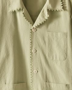 Zig-Zag Hem Long Sleeve Shirt - Mint – BODE New York Mens, Shirt Detail, Cut Shirts, Vintage Shirt, Fashion Details, Vintage Shirts, Long Sleeve Shirt, Clothing Brand, Sleeve Shirt