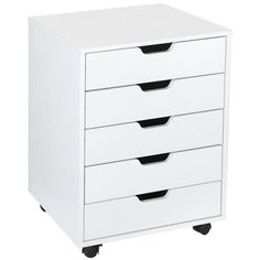 a white drawer with four drawers on wheels