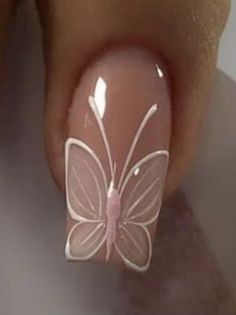 Quartz Nails, Simple Acrylic Nails, Classy Acrylic Nails, Pretty Gel Nails, Soft Nails, Kawaii Nails, Butterfly Nail, Pink Acrylic Nails, Girls Nails