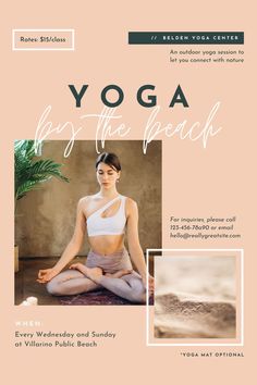 yoga for the beach flyer with woman in lotus pose