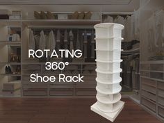 the rotating shoe rack is white in color