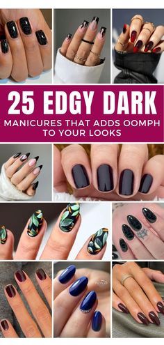 Acrylic Nails With Gel Polish Design, Gem Color Nails, Nail Design On Black Nails, Nail Arrow Design, Edgy Manicure Ideas, Silver With Black Nails, Almond Nail Dip Designs, Hocos Pocos Nails, Nail Designs For Short Almond Nails