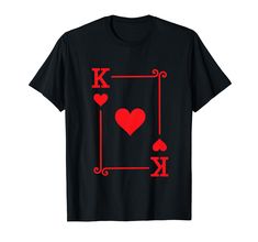 PRICES MAY VARY. This king card hearts suit design is perfect for anyone that loves to play table card games like poker & blackjack or just for fun card games like Go Fish! Perfect winning hand family vacation design for a full house, four of a kind or royal flush! Features King playing card hearts suit graphic. Click the 'Playing Card Costume Tees' brand link for all playing card suits to mix and match your winning hand matching group designs! Perfect for matching Halloween costumes too! Lightw Playing Cards Costume, Cards Costume, Playing Card Costume, Card Costume, King Card, Card Suits, Matching Halloween Costumes, Hearts Card, Heart Costume