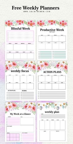 the printable weekly planner with pink flowers