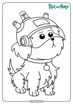 a cartoon dog with a hat and scarf on it's head, in black and white