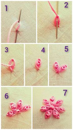 instructions to crochet an origami butterfly with yarn and thread on fabric