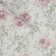 a floral wallpaper with pink flowers on it