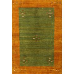 an orange and green rug with animals on it