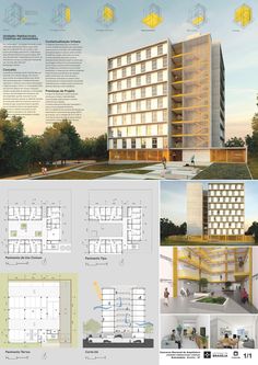 an architectural rendering of a building with lots of windows