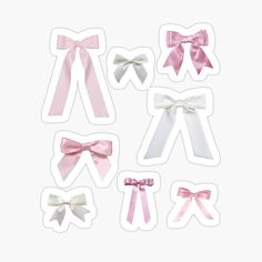 pink and white bows stickers on a white background with space for text or image