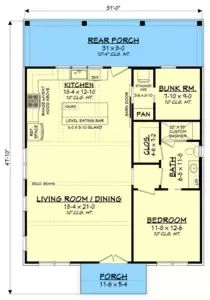 the floor plan for a small house with two bedroom and living room on each side