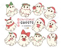 christmas ghost clipart set for commercial use