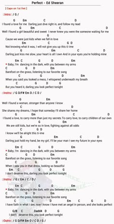 the guitar chords are arranged in order to be read by someone who is using them