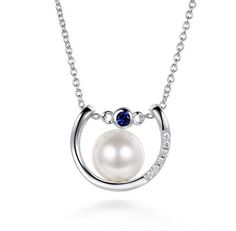 Women's Sapphire & Diamond Pearl Pendant Necklace Pearl Pendant Necklace, Sapphire Diamond, Pearl Pendant, Sapphire, Pendant Necklace, Pendant