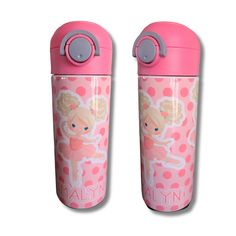 12 oz flip top water bottle with straw with ballerina girl themed image and pink polka dot background. Add your child's name and choose the ballerina girl image to be added to your water bottle for a personal touch! Ballerina girl options are shown in the 4th image. Insulated metal water bottle with plastic flip top lid and removable rubber bottom. Great for toddlers and young kids! No glitter, vinyl, or epoxy is used on this product. The image is printed permanently on the surface of the tumble Pink Polka Dot Background, Girls Stocking Stuffers, Glitter Water Bottles, Dot Background, Metal Water Bottle, Polka Dot Background, Stocking Stuffers For Kids, Bottle Water, Glitter Tumblers