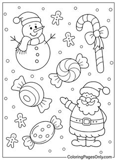 christmas coloring pages with santa and snowmen in black and white for kids to color