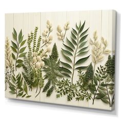 an image of a wall hanging with leaves and flowers on the wood paneled background