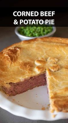 corned beef and potato pie on a white plate