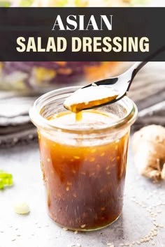 Asian Salad Dressing from Beaming Baker. Sweet and savory with a sesame ginger twist and bright flavor for the best Asian Salad Dressing! Chinese Salad Dressing, Easy Asian Salad, Ginger Asian, Sesame Vinaigrette, Chinese Salad, Delicious Sauces