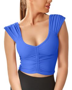 PRICES MAY VARY. 【Wireless Sports Tank Athletic Top FEATURES 】Women's Yoga Bra Cut Out shirt sports top without build in bra padded,wirefree, thick enough and not sheer, effectively avoid of padding cups slipping when working out, great for a low, medium impact workouts. 【Cutout Womens Workout Tank Tops HIGHLIGHT】Womens longline sports bra with U Back cutout design keep you cool during work out, also beautify back curve and figures, increase this seamless workout top fashion sexy style. Short ca Womens Going Out Tops, Tank Top Gym, Women Fall Tops, Gym Crop Top, Sports Crop Tops, Womens Workout, Crop Top Designs, Black Cropped Tank, Women Workout