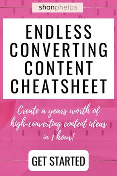 a pink background with text that reads, endless convering content sheet create a year's worth of high - court content ideas in 1 hour