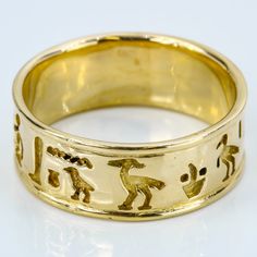 18k Yellow Gold Hieroglyphic Luck Ring Band This Ring Is Made Of 18 Karat Yellow Gold & Features Hieroglyphs Engraved Into A Beautiful Gold Band. This Luck Ring Is Perfect For Anyone Who Loves Ancient Egyptian History/Style. Size: 10.5 Weight: 5.90dwt / 9.18g Metal: 18k Yellow Gold I-640* E-369 Egyptian History, Mens Accessories Jewelry, Ancient Egyptian, Gold Bands, Band Rings, Mens Accessories, Yellow Gold, Yellow, Band