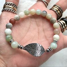 Made To Order ! Boho /Bead / Beaded Bracelet /Gemstones / Genuine 8mm Faceted Amazonite Gemstones Beads .Silver Plated Charm / Fits 6 To 7.5 Inch Wrist ( If You Need A Different Size Just Lmk ) Handmade By Me I Ship Fast! Any Questions Lmk ! Crystal / Gift / Stylish , Gems , Trendy , Bohemian / Elastic / Bohochic / Yoga / Mala Beads / Hippie / Buddha / Mandala / Nature / Tree / Feather / Colorfull Bracelets / Multi Colors Beads