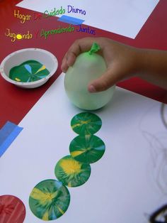 Balloon printing with partially mixed paint to get a marbleized circle...make caterpillars, flowers, bugs, etc. Diy Paintings, Balloon Painting, The Very Hungry Caterpillar, Very Hungry Caterpillar, Very Hungry, Hungry Caterpillar